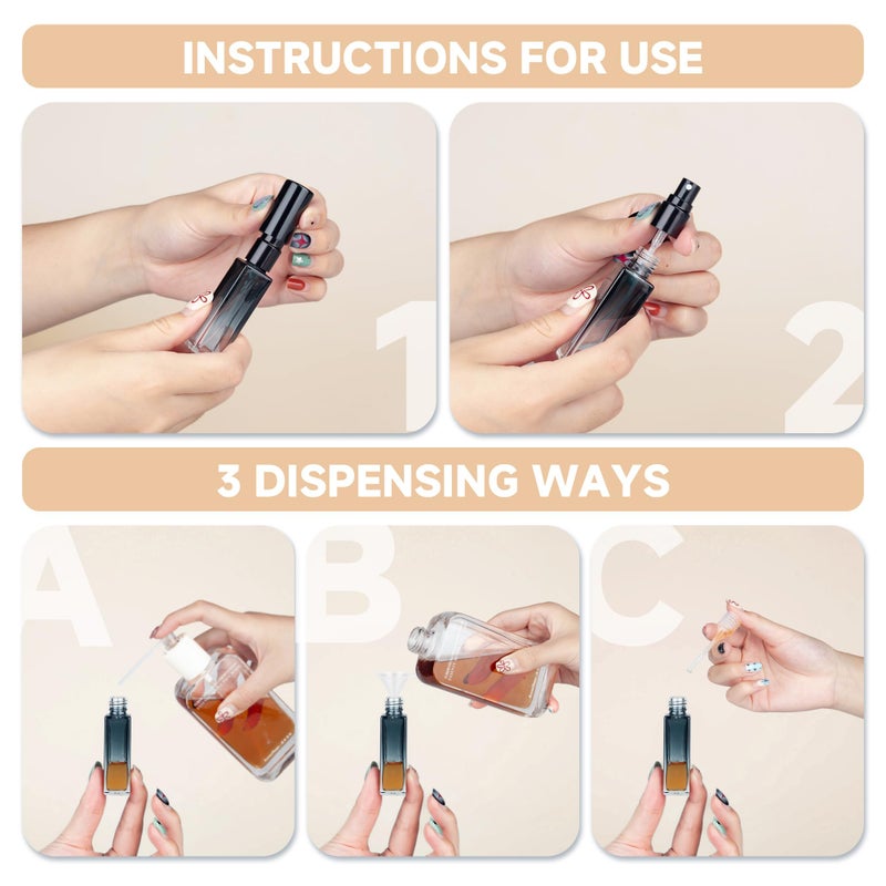 ZIZEMOJA Perfume Refill Bottle  Mini Leak-Proof Portable Perfume Travel Refillable Dispenser  3Pcs 10Ml Empty Atomizer Sprayer  Pocket Glass Bottle With Funnel And Pipette For Cologne (Gradientblue Black) - Image 4