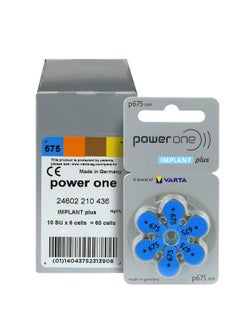 Powerone (IMPLANT plus) Hearing Aid 1.45V Batteries - 60 Pieces
