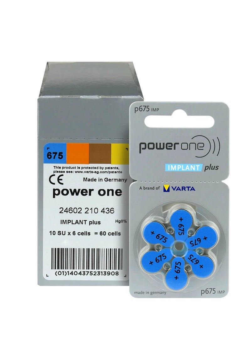 PowerOne - Powerone (IMPLANT plus) Hearing Aid 1.45V Batteries - 60 Pieces - Image 1