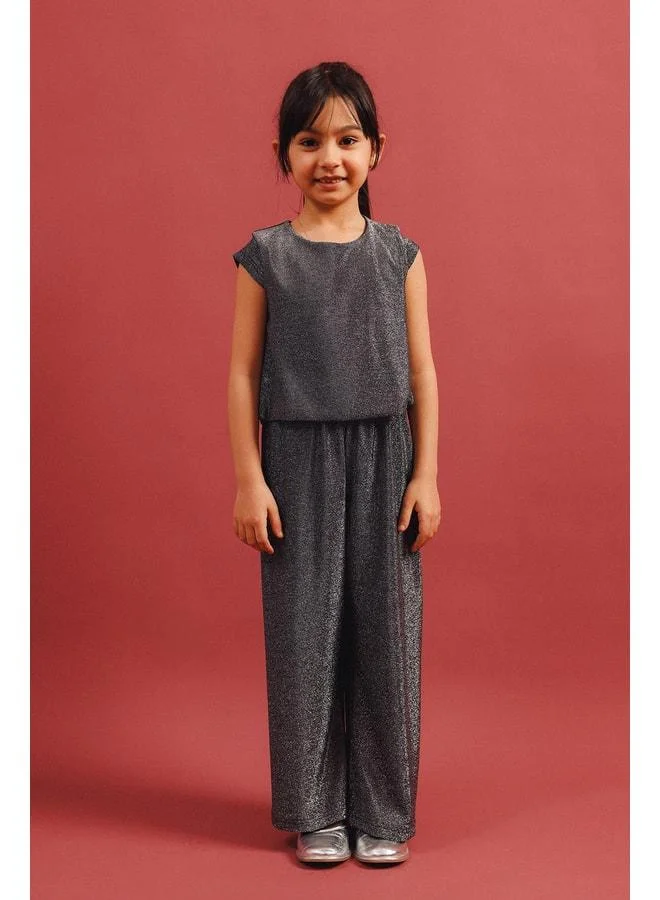 Perendi Girl's Sequin Blouse and Wide Leg Pants 2-Piece Set – Special Occasion Outfit.