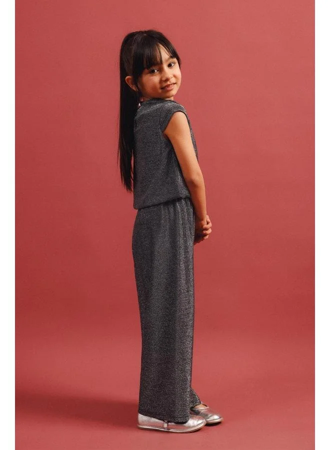 Perendi Girl's Sequin Blouse and Wide Leg Pants 2-Piece Set – Special Occasion Outfit.