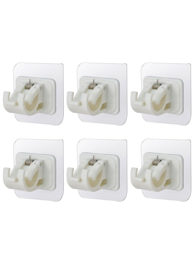 6 Pcs Self-Adhesive Curtain Rod Holders, ABS Material, No Drill Rod Bracket for Kitchen, Bathroom, Behind Doors  - Image 1