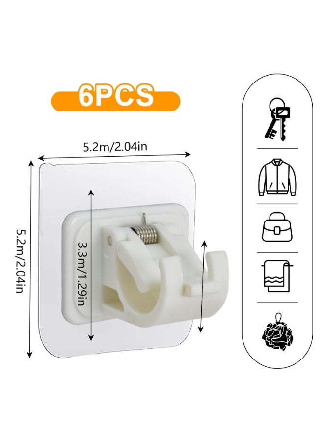 6 Pcs Self-Adhesive Curtain Rod Holders, ABS Material, No Drill Rod Bracket for Kitchen, Bathroom, Behind Doors  - Image 2