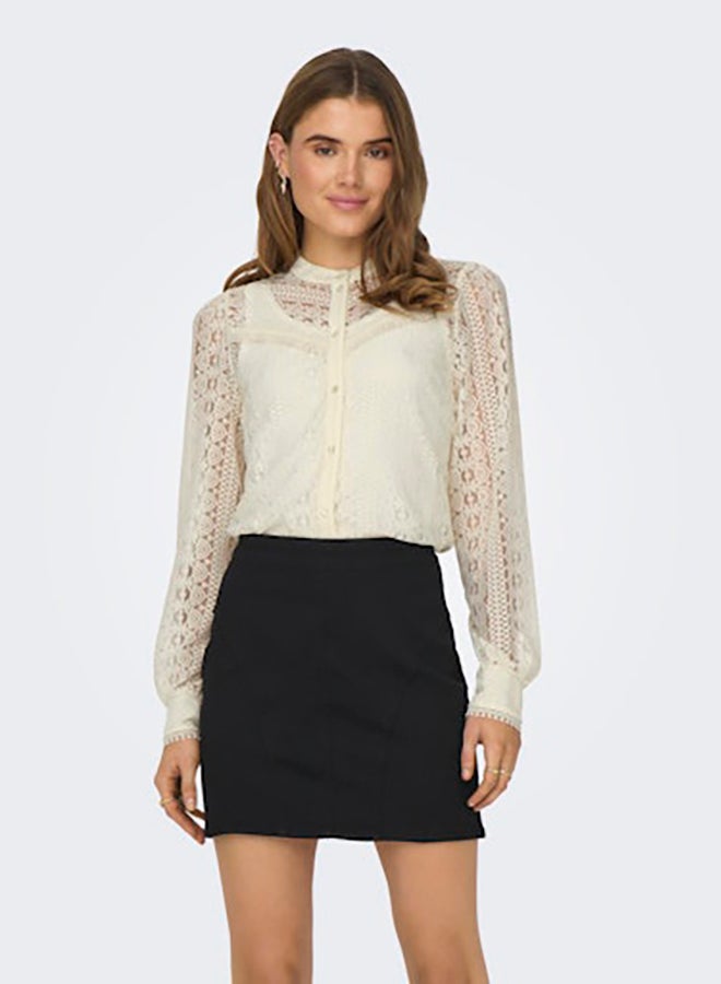 ONLY ONLY Womens Reba Lace Longsleeve Shirt Woven  - Image 3