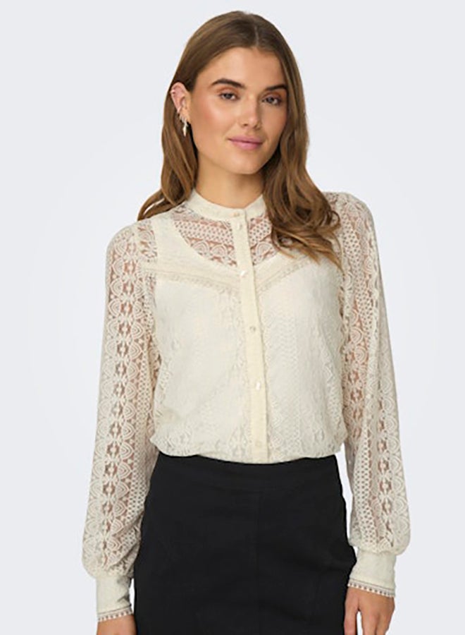 ONLY ONLY Womens Reba Lace Longsleeve Shirt Woven  - Image 2