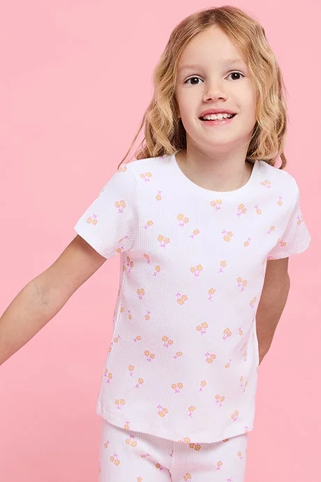أر أند بي Printed T-Shirt with Crew Neck and Short Sleeves