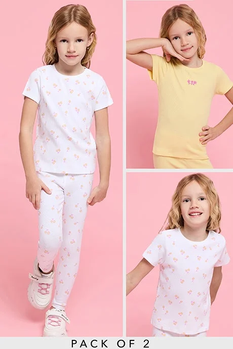 أر أند بي Printed T-Shirt with Crew Neck and Short Sleeves
