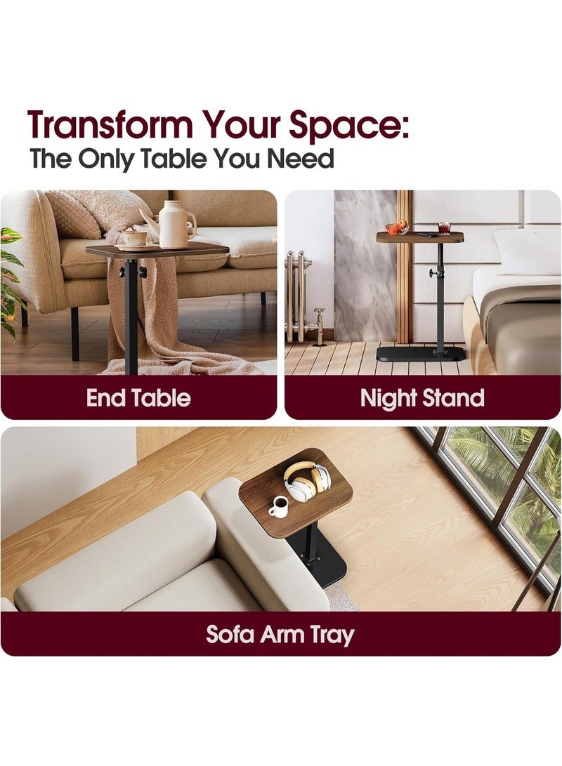 360° Swivel C Coffee Table Adjustable Height, C-Shaped Side Table Living and Bedroom for Sofa, Chair, Bed, Coffee Small Space Side Table - Image 5