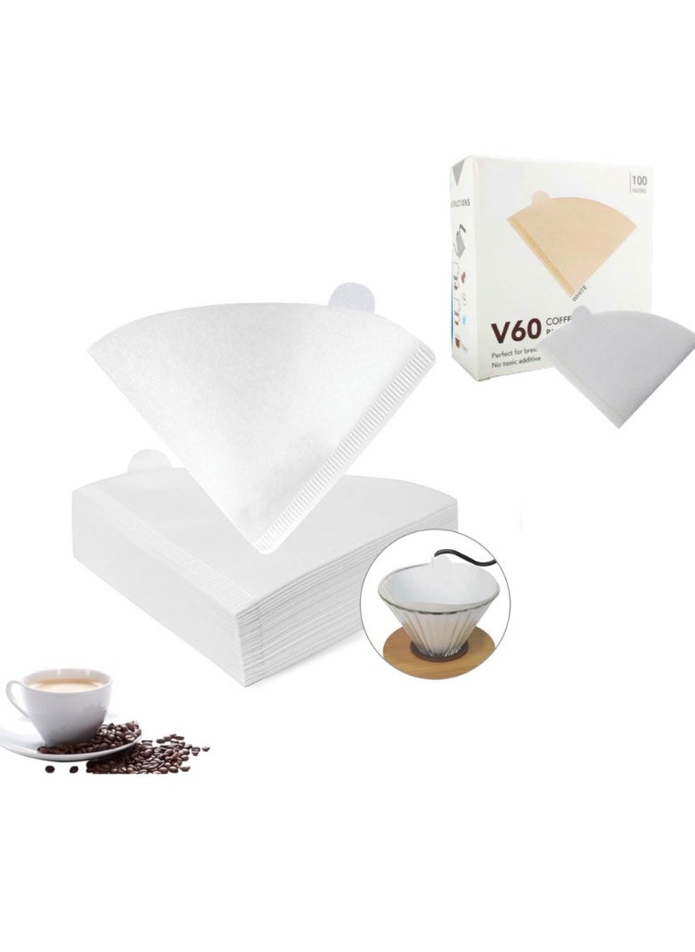 SKAFA - Coffee Filters 100pcs | V60 Cone Paper Filter | Natural Disposable Coffee Filters | Compatible with V60 Dripper and No.1/2 Size Pour Over fit to all drippers. (White, 2-4 Cups) - Image 1