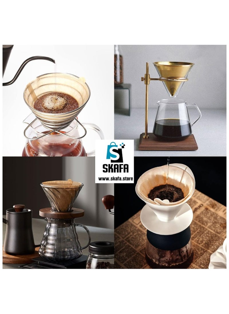 SKAFA - Coffee Filters 100pcs | V60 Cone Paper Filter | Natural Disposable Coffee Filters | Compatible with V60 Dripper and No.1/2 Size Pour Over fit to all drippers. (White, 2-4 Cups) - Image 1