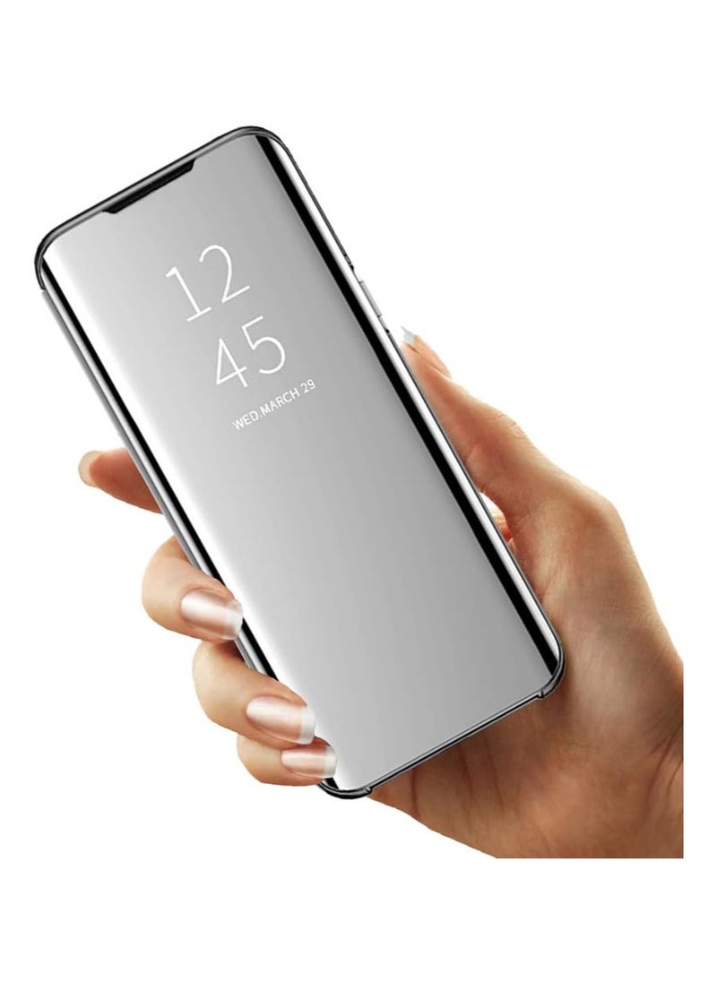 For Samsung Galaxy A9 (2018) Clear View Flip Case , Without Sensor , Stand Watching Position , Mirror Full Protection Cover Compatible With Samsung Galaxy A9 (2018) (6.3) (Silver)