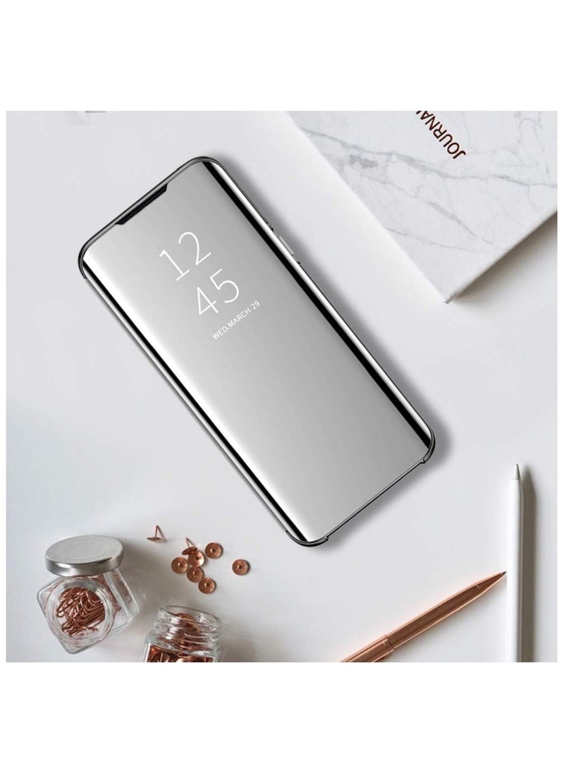 For Samsung Galaxy A9 (2018) Clear View Flip Case , Without Sensor , Stand Watching Position , Mirror Full Protection Cover Compatible With Samsung Galaxy A9 (2018) (6.3) (Silver)