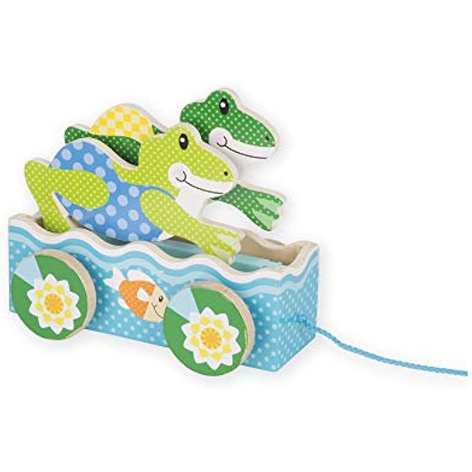 FIRST PLAY FRIENDLY FROGS WOODEN PULL TOY - Image 3