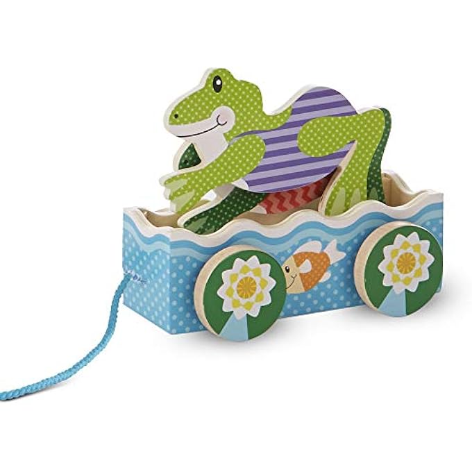 FIRST PLAY FRIENDLY FROGS WOODEN PULL TOY - Image 2