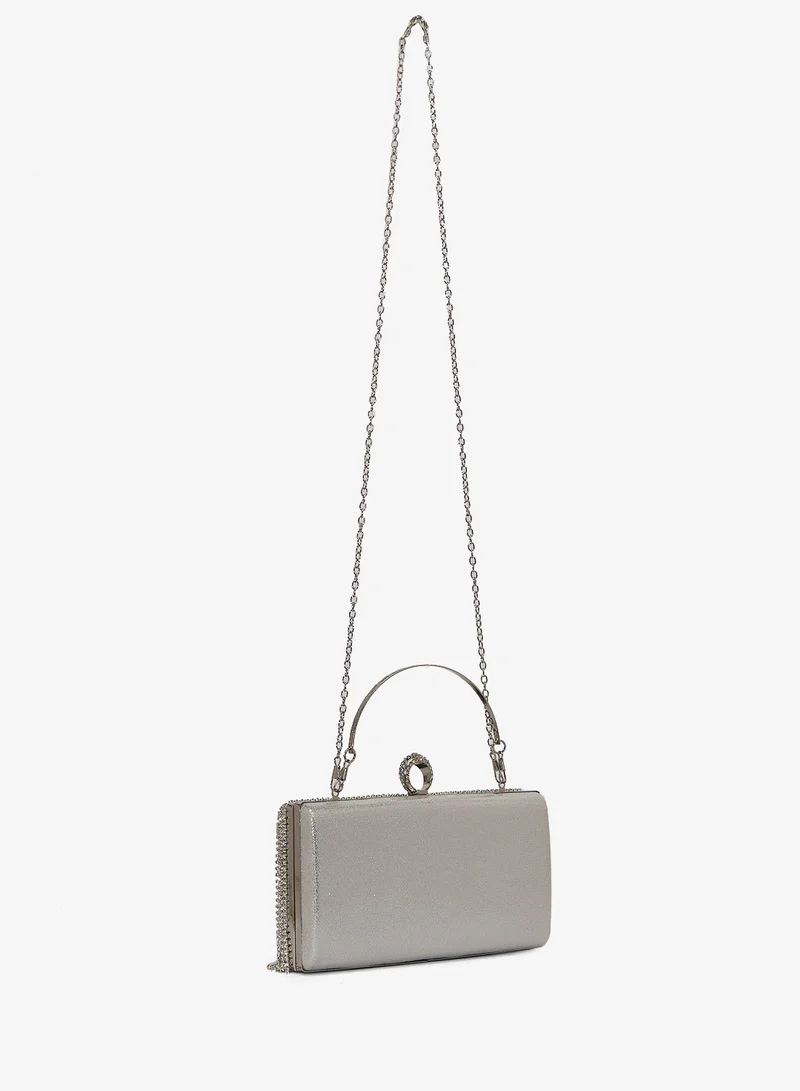 Khizana Silver Detailed Embellished Handle Bag
