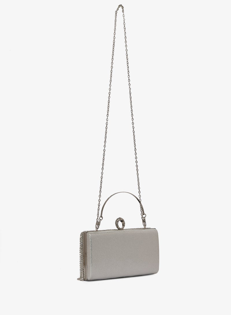 Khizana Silver Detailed Embellished Handle Bag - Image 2