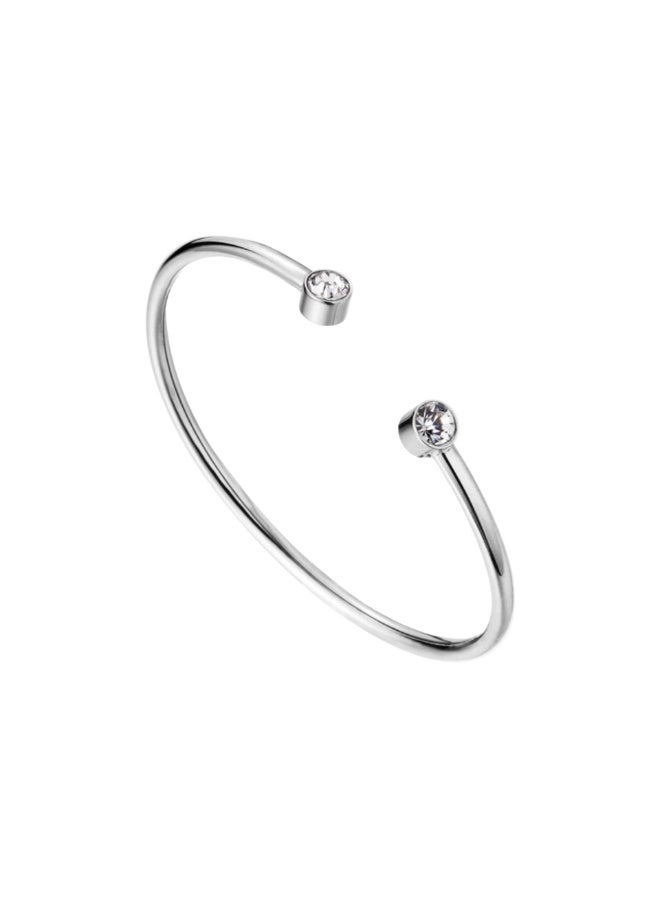 زنك سوار زينك النسائي الفضي المصنوع من الفولاذ المقاوم للصدأ | ZFBG001SC - Image 1