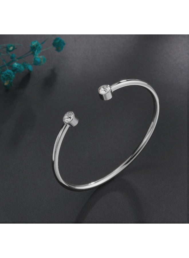 زنك سوار زينك النسائي الفضي المصنوع من الفولاذ المقاوم للصدأ | ZFBG001SC - Image 3