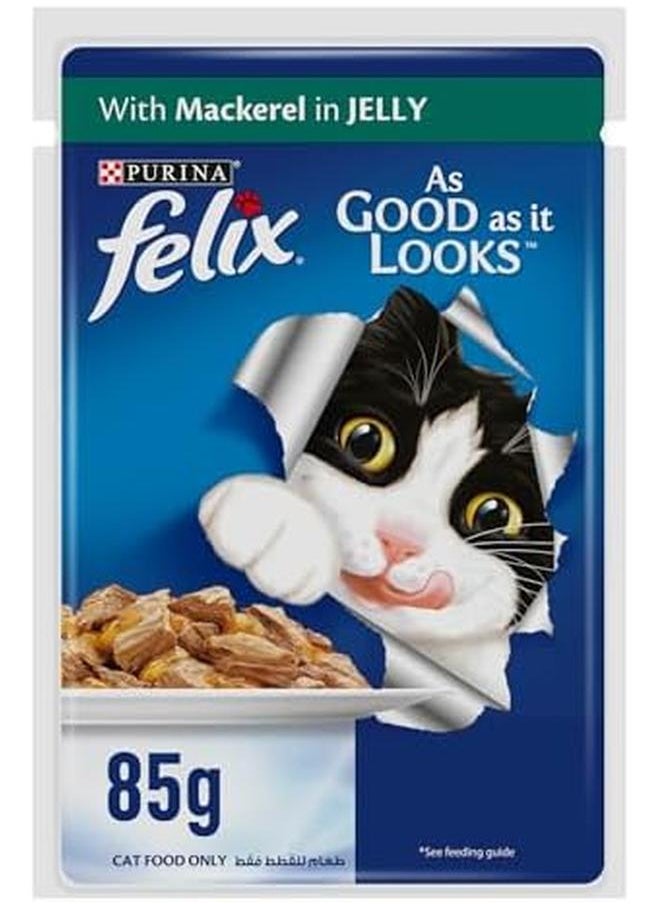 Felix - As Good As It Looks Adult Cat With Mackerel In Jelly 85G Pack Of 24 - Image 1