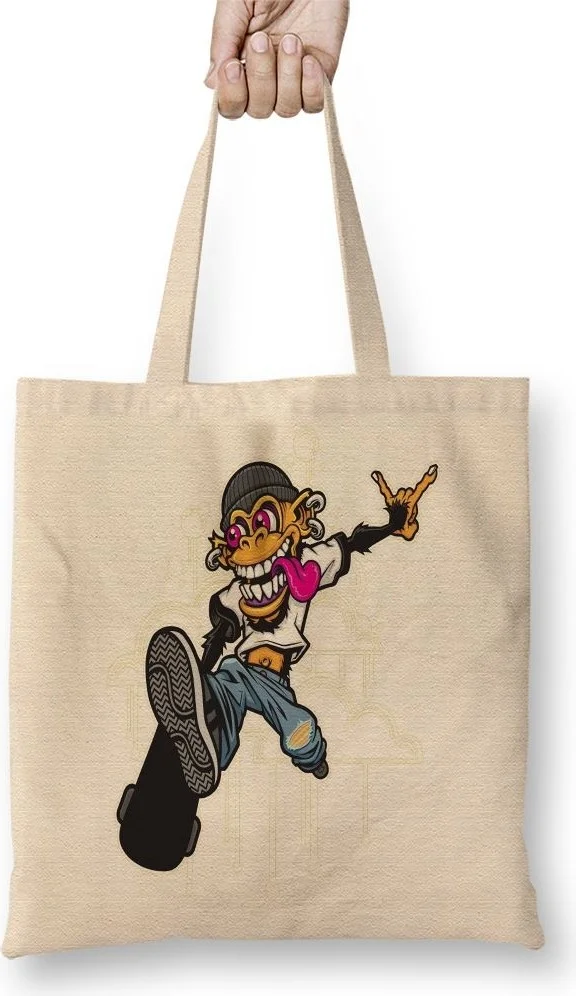 Baskı Dükkanı Print Shop Thug Monkey Tote Bag Long Handle
