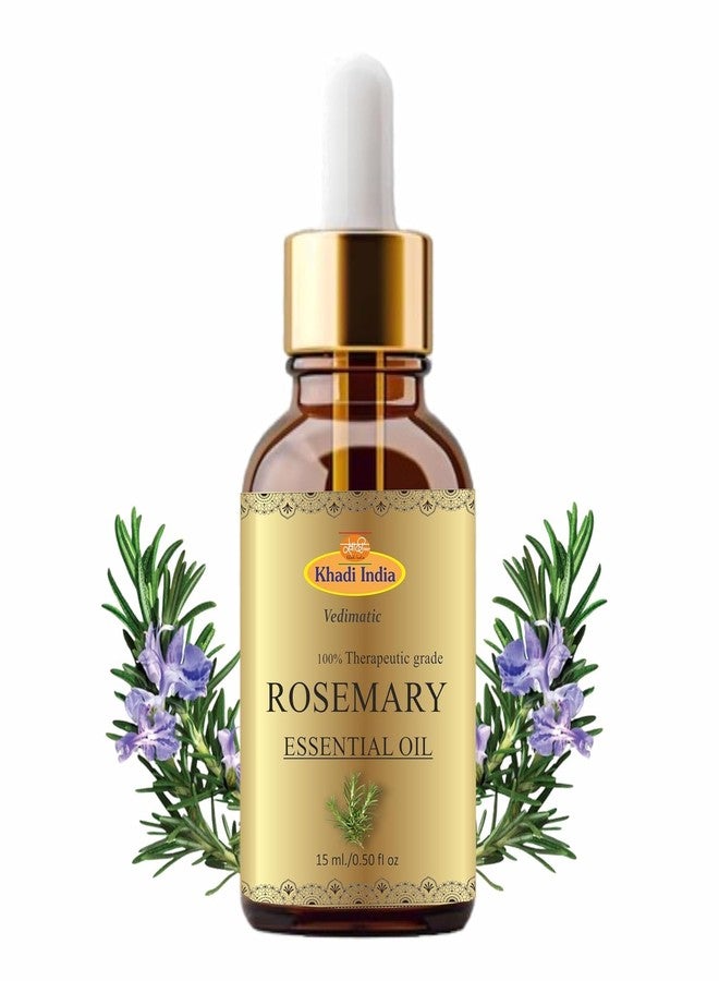 Vedimatic Khadi 100% Pure Rosemary Essential Oil - Hair Growth, Fall Control & Skin Care | Ecocert Certified Organic 15ml - Image 1