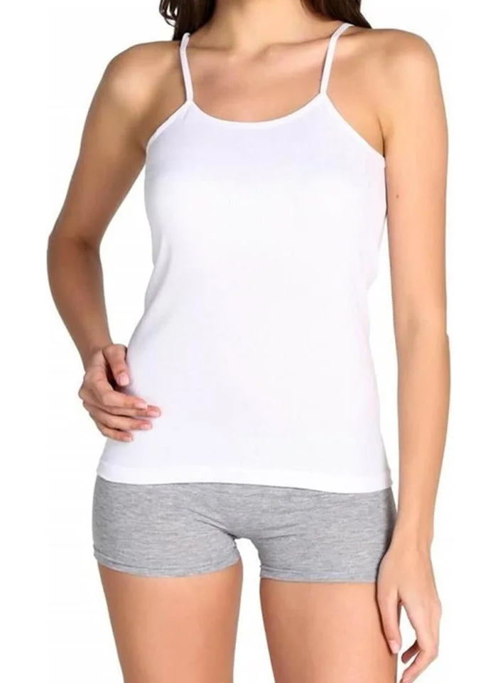 Tutku 135 Women's Ribbed Rope Strap Undershirt (Piece of 6)
