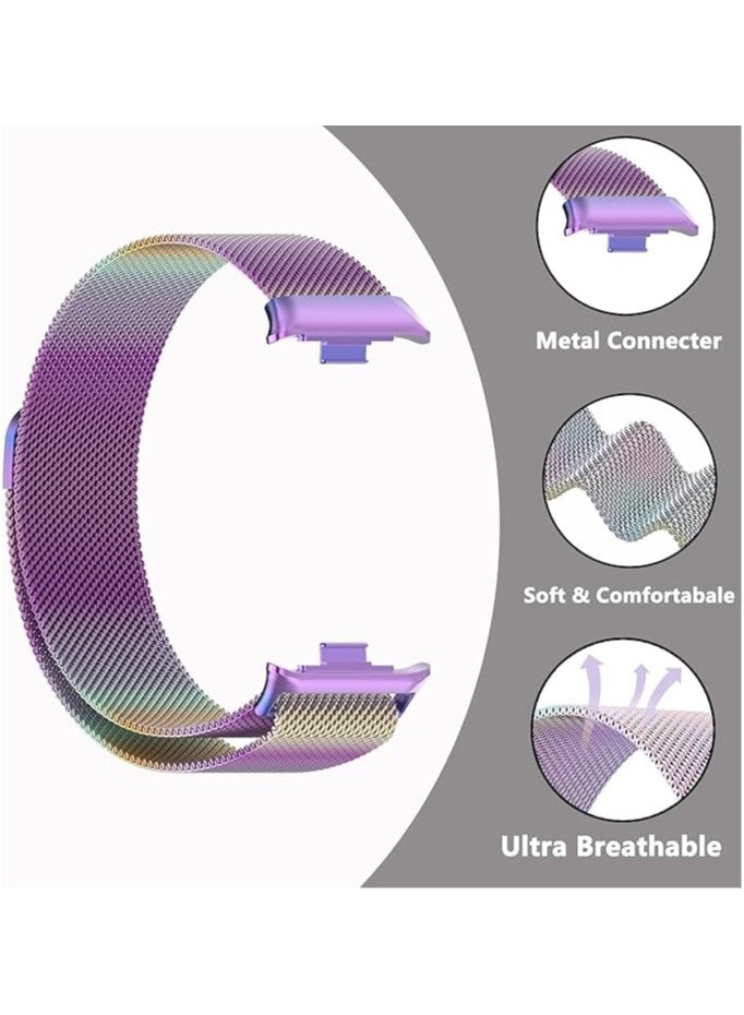 سوار معدني متوافق مع سوار شاومي الذكي 9 برو/مي باند 8 برو، حزام بديل مغناطيسي لسوار شاومي الذكي 9 برو/مي باند 8 برو للرجال والنساء (متعدد الألوان) - Image 2