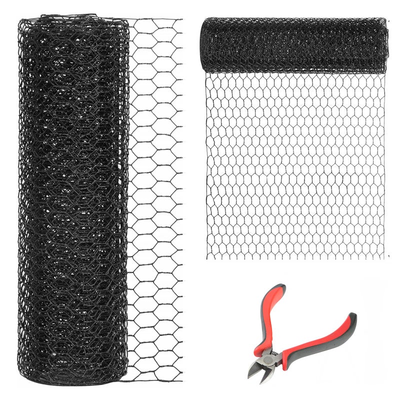 DOLEMODUO 12'' x 150' Black Chicken Wire Mesh Fence, 20 Gauge Galvanized Poultry Netting and 1 inch Garden Mesh Fence Roll, Chicken Wire for Floral Arrangements/Crafts/Farm/Livestock/Pet Protection - Image 1