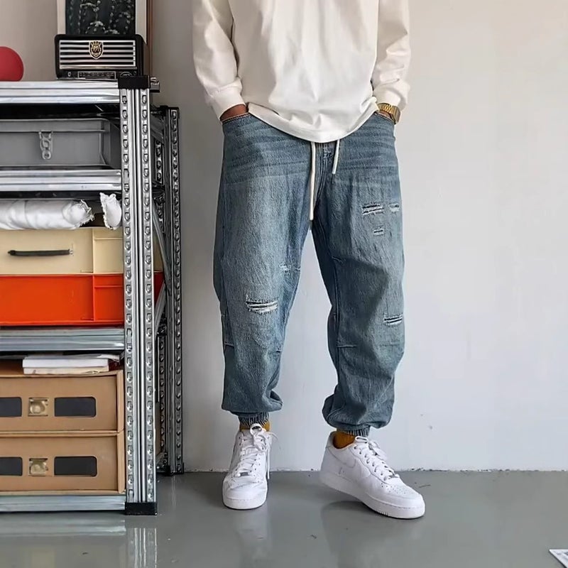 Unisex Classic Denim Jeans Loose Fit Daily Outdoor Wear - Image 4