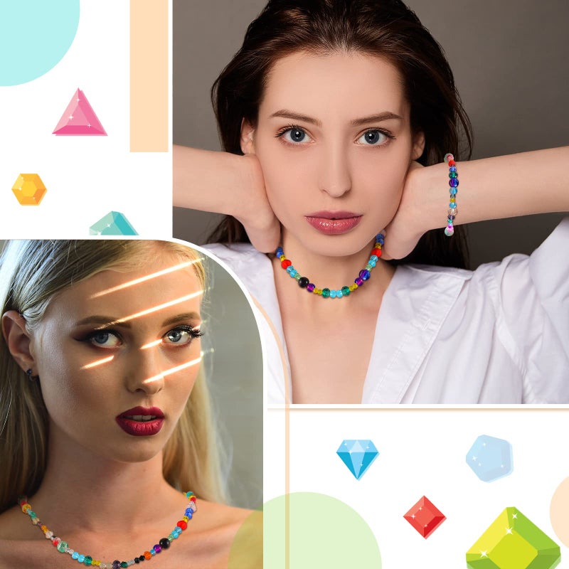 Sureio 1300 Pieces Crystal Glass Beads for Jewelry Making Suncatcher Faceted Bicone Assorted Loose Sparkly Beads for Bracelets Necklace Pendants Jewelry Making Supplies(Colorful) - Image 2