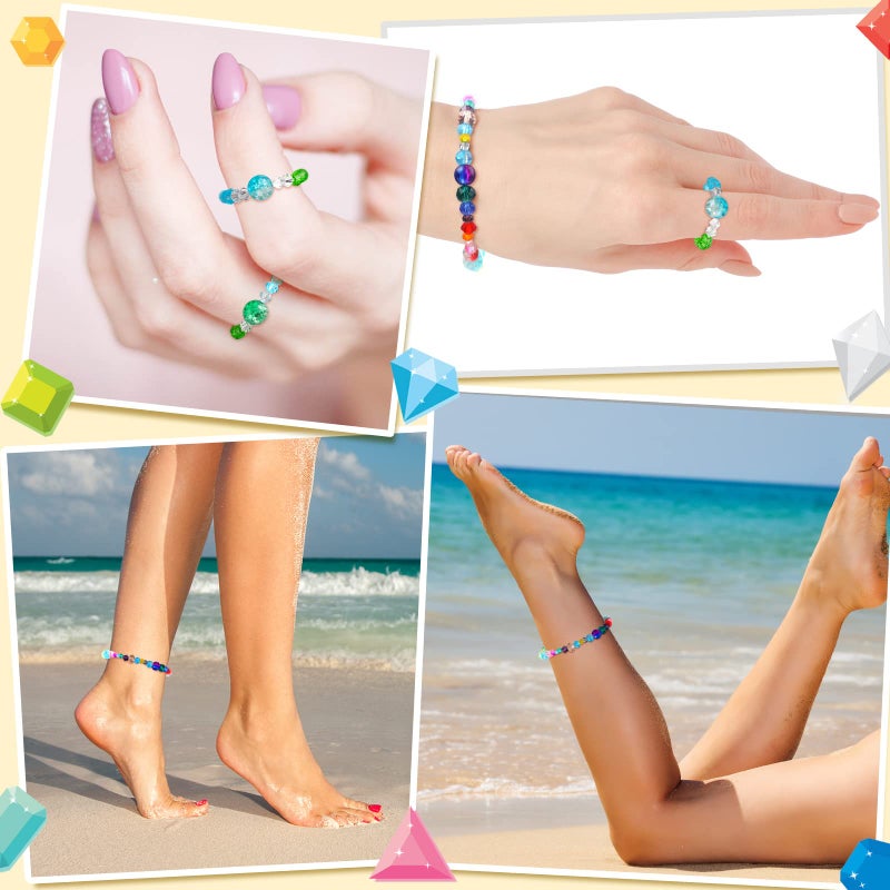 Sureio 1300 Pieces Crystal Glass Beads for Jewelry Making Suncatcher Faceted Bicone Assorted Loose Sparkly Beads for Bracelets Necklace Pendants Jewelry Making Supplies(Colorful) - Image 5