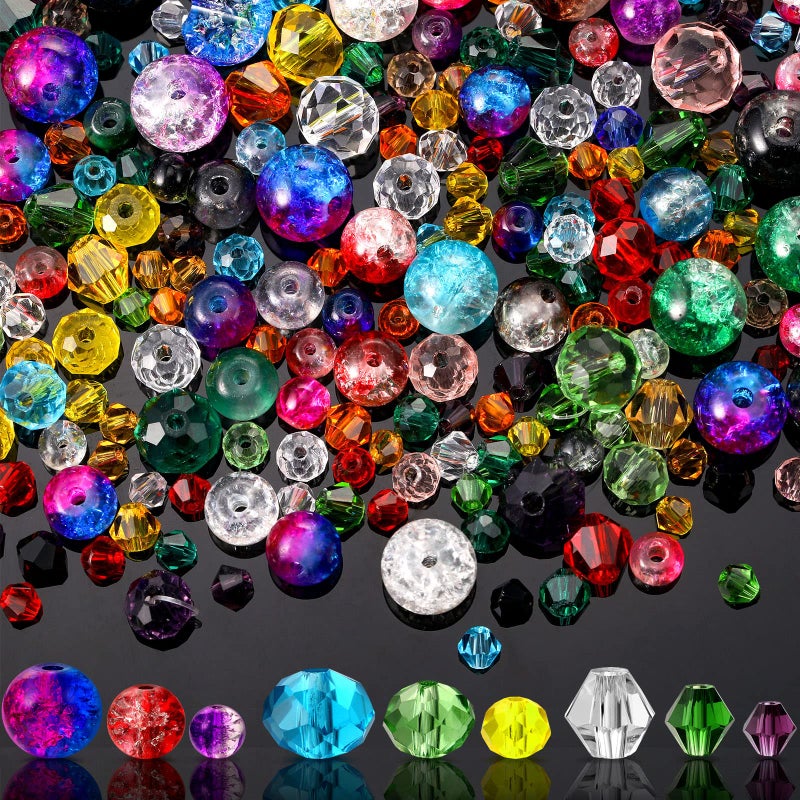 Sureio 1300 Pieces Crystal Glass Beads for Jewelry Making Suncatcher Faceted Bicone Assorted Loose Sparkly Beads for Bracelets Necklace Pendants Jewelry Making Supplies(Colorful) - Image 1