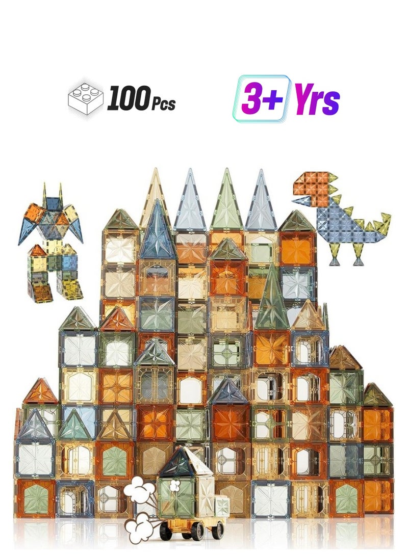SNAPTRON SNAPTRON Magnetic Blocks for Kids Tiles -100 Pieces Set Gifts for Girls, Boys, Magnetic Blocks for Kids 3+ Years, 4 5 6 7 8 9 10/ Constructing & Learning Builder Educational Kids Magnetic Blocks Game  - Image 1