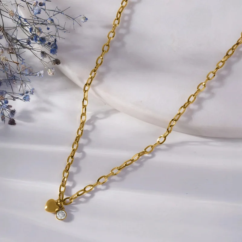 بالموناس PALMONAS Classic Mini Heart Pendant Necklace for Women | 18K Gold Plated, Waterproof & Anti-Tarnish