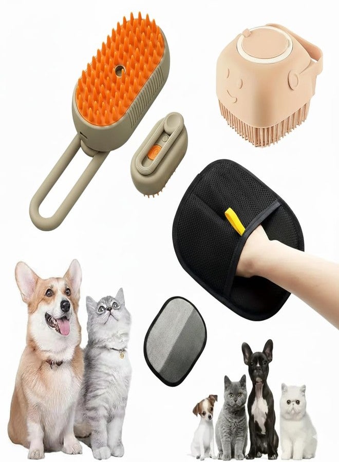 CARADIN Pet Grooming Kit Combo for Dogs & Cats | Deshedding Glove, Slicker Brush, Silicone Bath Brush & Shampoo Brush | Hair Removal, Massage & Bathing Tools for All Breeds - Image 1