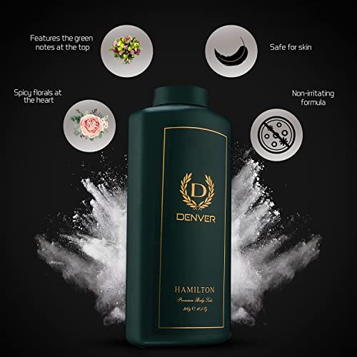 DENVER Hamilton Premium Body Talc - 300GM Each (Pack of 3) | Scented Talcum Powder for Men - Image 2