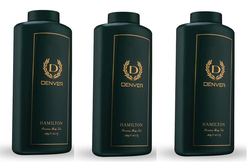 DENVER Hamilton Premium Body Talc - 300GM Each (Pack of 3) | Scented Talcum Powder for Men - Image 1