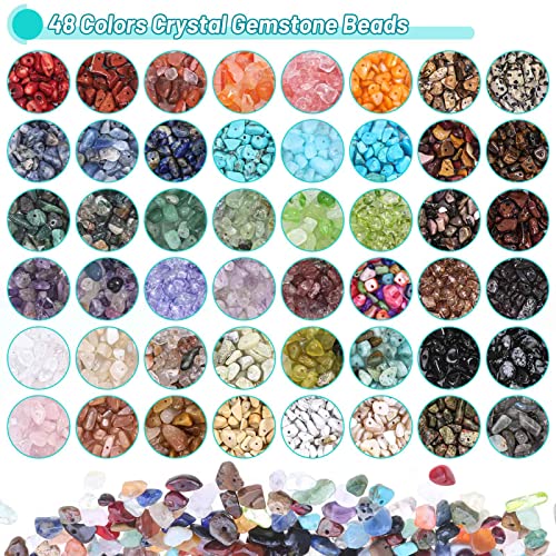 PAXCOO 2278Pcs Crystal Beads for Jewelry Making Supplies, 48 Colors Ring Making Kit Crystals Jewelry Making Kit for Adults Bracelet Earring Necklace Making - Image 5