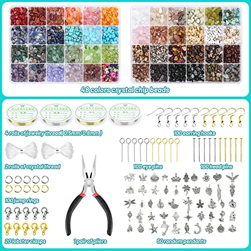PAXCOO 2278Pcs Crystal Beads for Jewelry Making Supplies, 48 Colors Ring Making Kit Crystals Jewelry Making Kit for Adults Bracelet Earring Necklace Making - Image 3