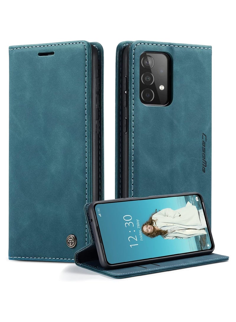 CaseMe Phone Case Luxury PU Leather Design 013 Flip Cover Card Slot Holder Cover For Samsung Galaxy A52 / A52s (Green)  - Image 1