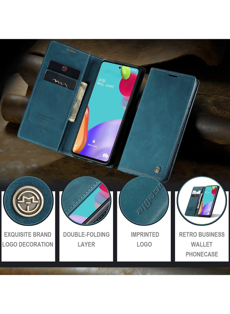CaseMe Phone Case Luxury PU Leather Design 013 Flip Cover Card Slot Holder Cover For Samsung Galaxy A52 / A52s (Green)  - Image 2