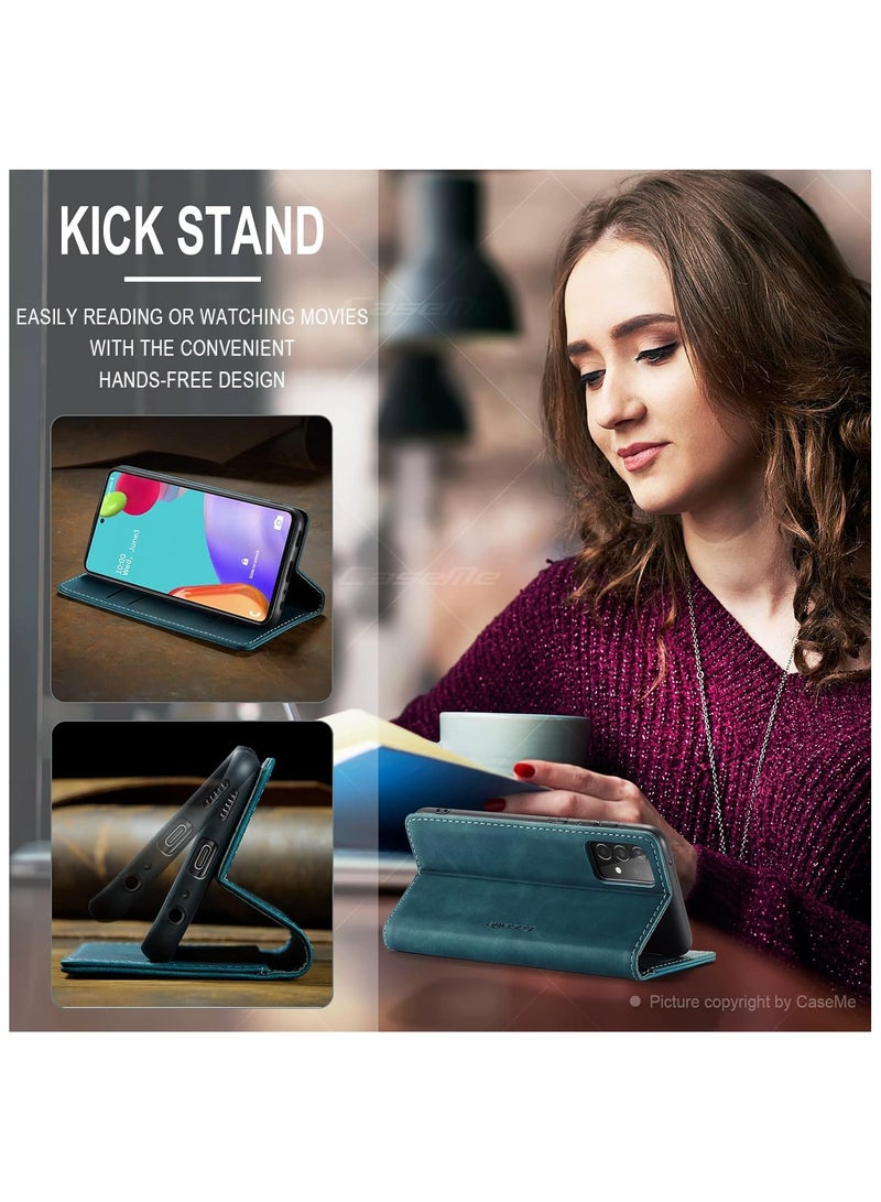 CaseMe Phone Case Luxury PU Leather Design 013 Flip Cover Card Slot Holder Cover For Samsung Galaxy A52 / A52s (Green)  - Image 5