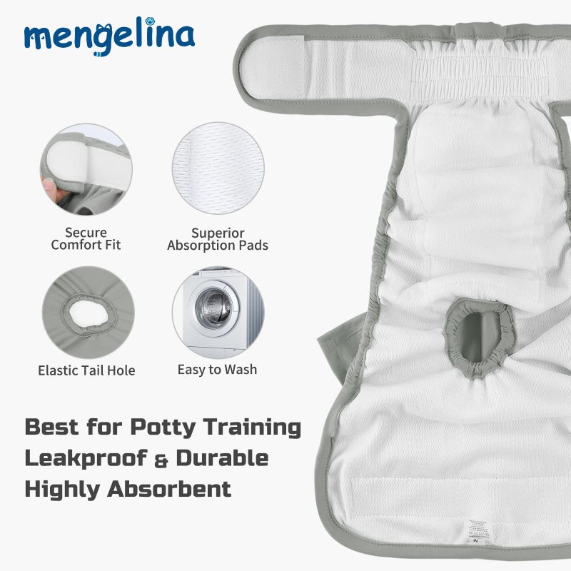 Mengelina Reusable Dog Diapers Female 3 Pack Washable Highly Absorbent Doggy Diapers Female, Flexible Doggie Diapers, Leak-Proof Durable Puppy Diapers for Dog Period Heat Incontinence Potty Training, XS - Image 5