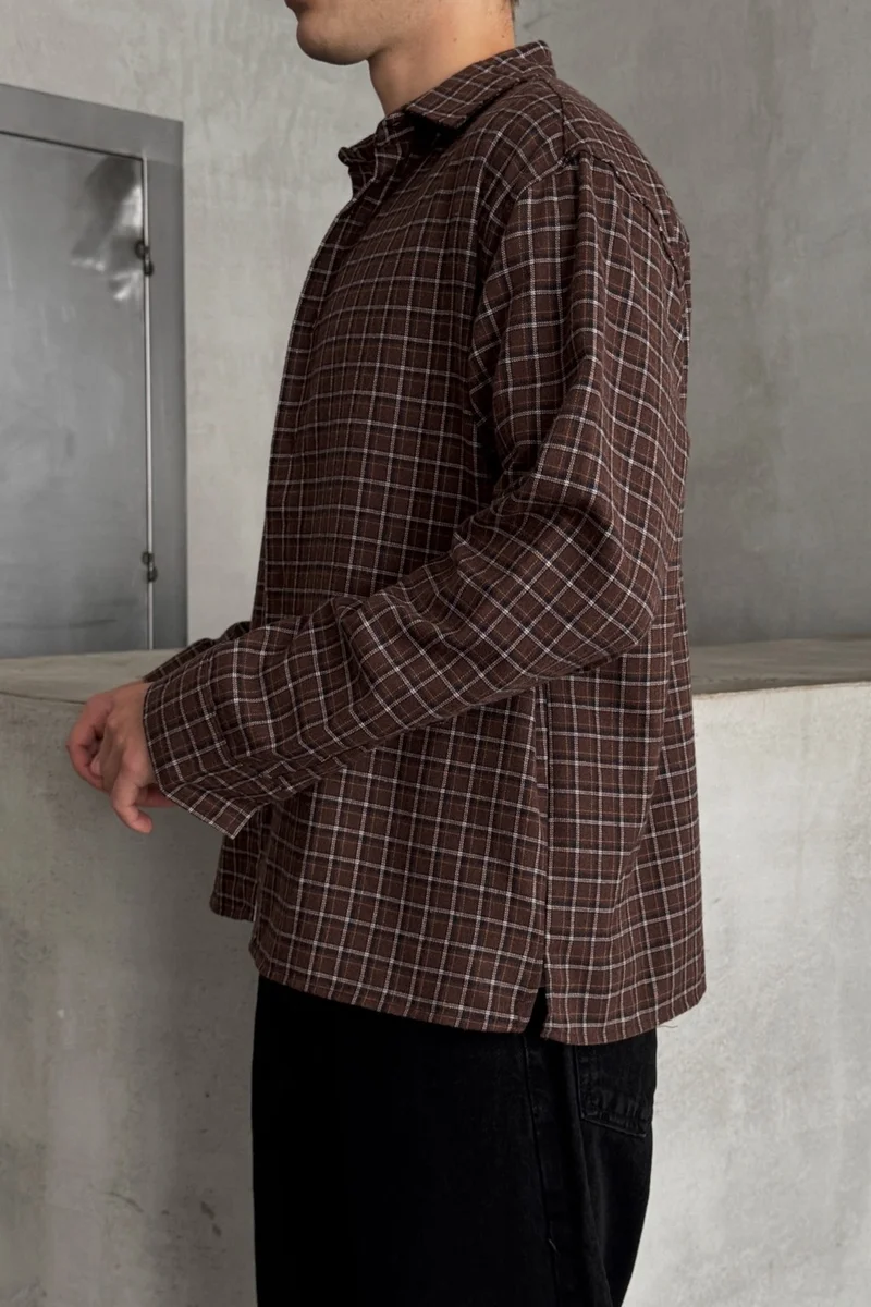 هايمان Men's Oversize Cut Checked Shirt