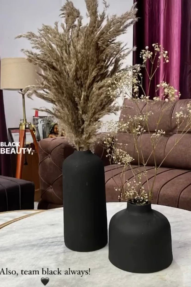 Craftribal Decorative Ceramic Flower Vase | vase for Home Decor | Living Room vase | Home Decor Centrepiece, Matte Finish, 9.5 & 6 inches, Black, (Pack of 2) - Image 3
