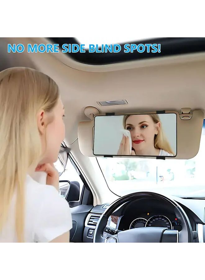 Black Clip On Car Visor Mirror for Women Large Vanity Sun Visor Universal Fit Vehicle Truck Compact Design - Image 3