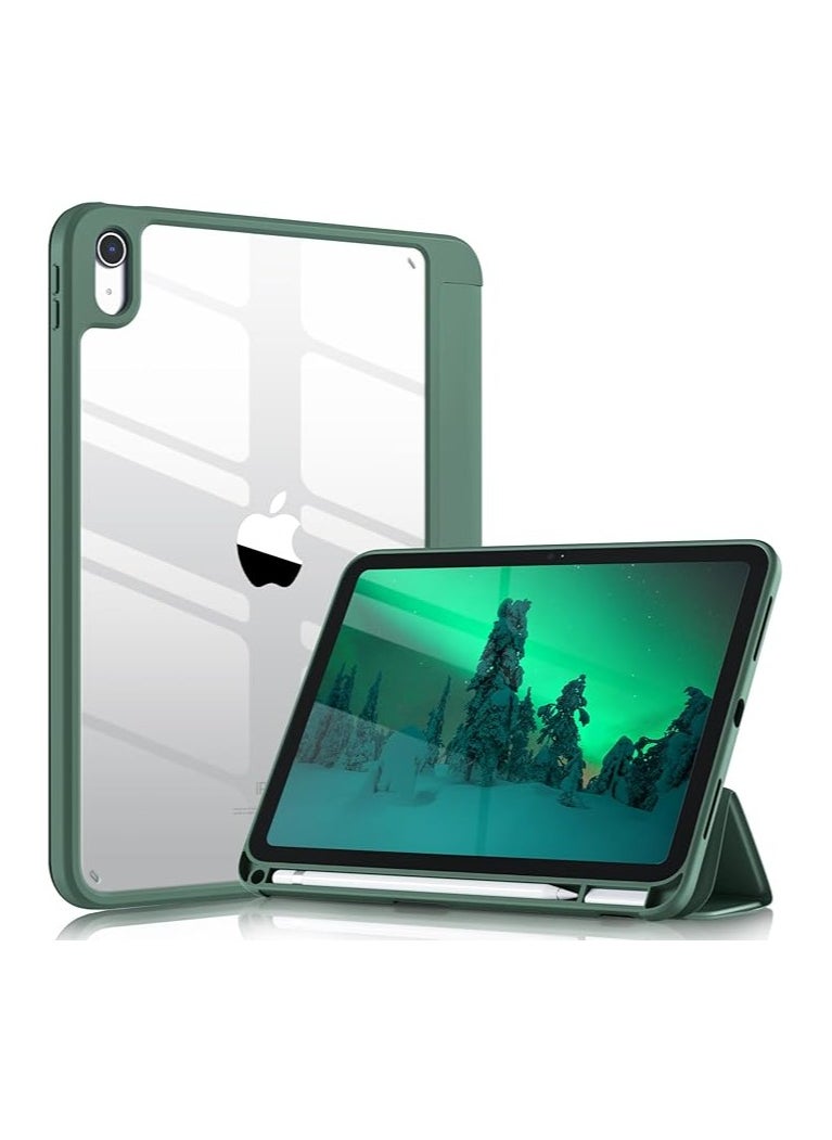 EVO Hybrid Case Compatible with iPad 10th Generation 2022 (10.9 Inch) - [Ultra Slim] Shockproof Clear Cover with Built-in Pencil Holder, Auto Wake/Sleep, Green 