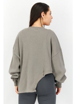 adidas Originals Women Crew Neck Embroidered Logo Sweatshirt, Grey  - Image 2