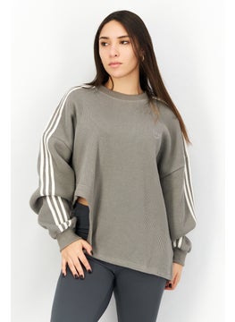 adidas Originals Women Crew Neck Embroidered Logo Sweatshirt, Grey  - Image 1