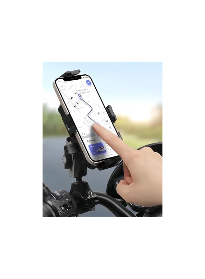 Green Tiger Motorcycle Phone Mount, Upgrade Bike Phone Mount [1s Lock][Secure Protection], 360° Rotatable Phone Holder for Mountain Bike/ATV/Scooter Handlebar, Compatible with phone 4.7-6.7" - Image 2